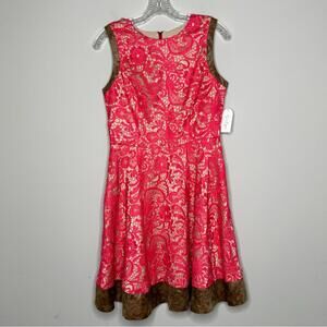 Jessica Simpson 8 NEW Pink Lace Dress with Brown Hem